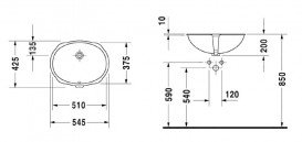 Раковина для ванної Duravit Santosa під стільницю 54,5х42,5 см кераміка білий 0466510000