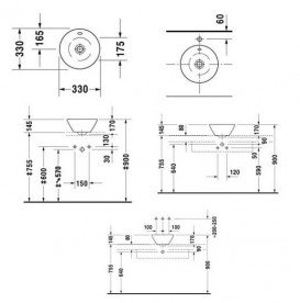 Раковина для ванної Duravit Starck 1 накладна Ø33 см кераміка білий 0408330000