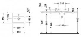 Раковина для ванної Duravit Vero 45х35 см кераміка білий Alpin 0704450000