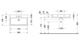 Раковина для ванної Duravit Vero Air підвісна/накладна 80х47 см кераміка білий 2350800000