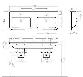 Раковина для ванної подвійна Hatria Erika Pro 120х45 см білий YXJC01