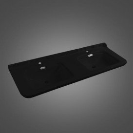 Раковина для ванной двойная Kerasan Waldorf подвесная 150х55 см санфарфор черный глянцевый хром 4143K4