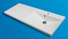 Раковина для ванної Fancy Marble Amelia 124,5х46,3 см права штучний камінь білий 0712401