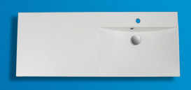 Раковина для ванної Fancy Marble Amelia 124,5х46,3 см права штучний камінь білий матовий 7124030