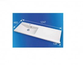 Раковина для ванної Fancy Marble Amelia 124,5х46,3 см права штучний камінь білий матовий 7124030