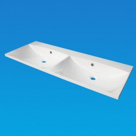 Раковина для ванної Fancy Marble Amelia подвійна 119,9 х 45,9 см штучний камінь білий матовий 0712203