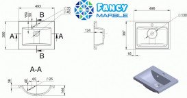 Раковина для ванної Fancy Marble Jody 49,6 х38,7 см штучний камінь білий матовий 1605103