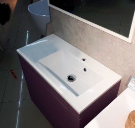 Раковина для ванної Fancy Marble Josefine Slim 80х40 см права штучний камінь білий 5508301