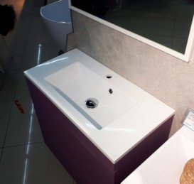 Раковина для ванной Fancy Marble Josefine Slim 79,6х39,7 см искусственный камень белый матовый 5508103