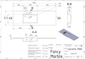 Раковина для ванної Fancy Marble Lauretta 150х50 см ліва штучний камінь білий 5815301