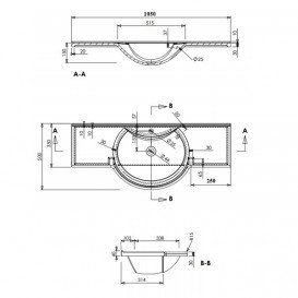 Раковина Fancy Marble Lena 105х50 см штучний камінь білий матовий 1410103