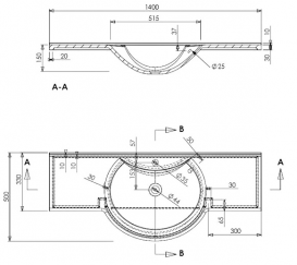 Раковина для ванної Fancy Marble Lena 140х50 см штучний камінь білий матовий 1414103