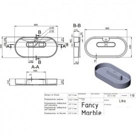 Раковина для ванной Fancy Marble Lika 90х44 см искусственный камень белый матовый 8009103