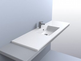 Раковина для ванної Fancy Marble Linda 150х50 см штучний камінь білий 9515101