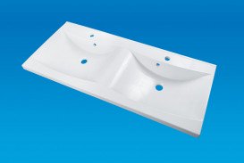 Раковина для ванної Fancy Marble Lucia1200D подвійна 120х48 см штучний камінь білий 1312101