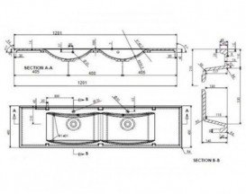 Раковина для ванної Fancy Marble Lucia1200D подвійна 120х48 см штучний камінь білий 1312101