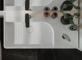 Раковина для ванної Fancy Marble Optimus 950 штучний камінь білий глянсовий 9909101