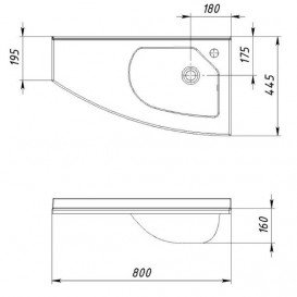 Раковина для ванной Fancy Marble Patricia 80х44,5 см правая искусственный камень белый матовый 6608403