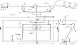 Раковина для ванної Fancy Marble Peggy 125х50 см правий штучний камінь білий 3613401