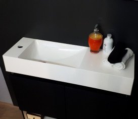 Раковина для ванної Fancy Marble Trill 80,9х25,7 см ліва штучний камінь білий 8708301