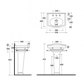 Раковина для ванной Galassia  Ethos настенная с отверстием под смеситель с переливом белый 8431M