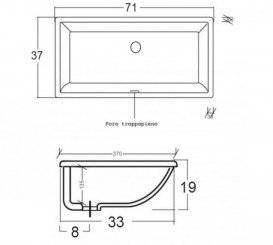 Раковина для ванної Galassia Lavabo врізна без отвору під змішувач без переливу білий 2036