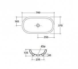 Раковина для ванной Galassia  М2 врезная без отверстия под смеситель без перелива белый 2034