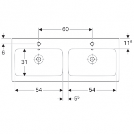 Раковина для ванної Geberit iCon подвійна санфарфор білий 124120000