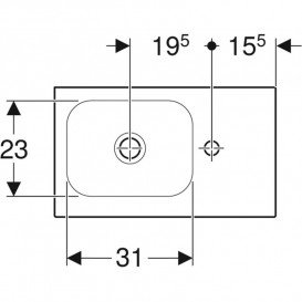 Раковина для ванной Geberit iCon Light 53х31 см с отверстием под смеситель справа санфарфор белый 501.832.00.1