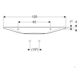 Раковина для ванной Geberit One 120х40 см сантехнический фарфор KeraTect белый/накладка глянцевый хром 500.392.01.1