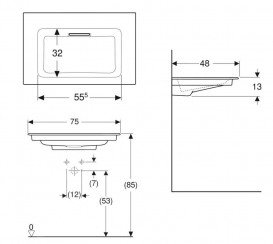 Раковина для ванної Geberit One 75x47.5 см білий санкераміка/KeraTect 505.003.00.1