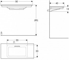 Раковина для ванной Geberit One 90 см санфарфор белый/ KeraTect заслонка полированный хром 500.395.01.2