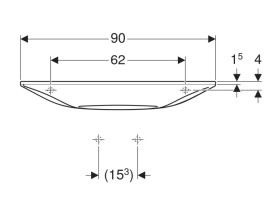 Раковина для ванної Geberit One 90х40 см сантехнічна порцеляна KeraTect білий/накладка глянсовий хром 500.390.01.1