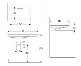 Раковина для ванної Geberit One 90x47.5 см полиця праворуч санкераміка білий/KeraTect 505.008.00.1