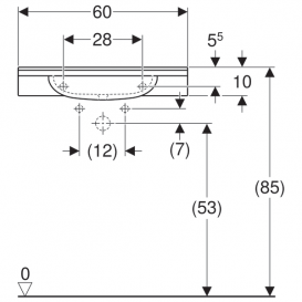 Раковина для ванной  Geberit Publica для людей с ограниченными возможностями Varicor альпийский белый 402060016