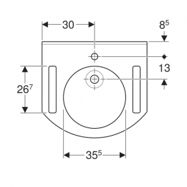 Раковина для ванної Geberit Publica з вирізами для людей з обмеженими можливостями Varicor альпійський білий 402160016