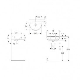 Раковина для ванной Geberit Selnova 45x37 см фарфор белый 500.324.01.1
