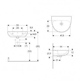 Раковина для ванної Geberit Selnova 55x44 см фарфор білий 500.304.01.1