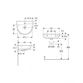Раковина для ванної Geberit Selnova 55x44 см фарфор білий 500.315.01.1