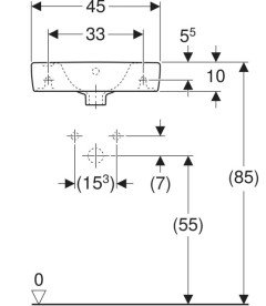 Раковина для ванної Geberit Selnova Compact 45х25 см отвір зліва сантехнічний фарфор білий 500.319.01.5