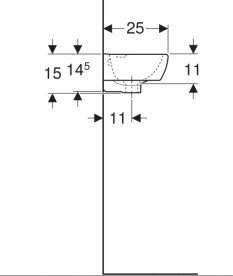 Раковина для ванної Geberit Selnova Compact 45х25 см отвір зліва сантехнічний фарфор білий 500.319.01.5