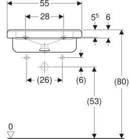 Раковина для ванної Geberit Selnova Comfort Square 55х52,5 см сантехнічна порцеляна білий 500.787.01.7