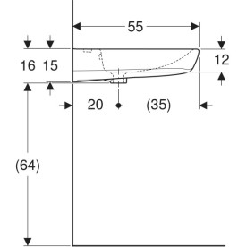 Раковина для ванной Geberit Selnova Comfort 55х55 см сантехнический фарфор белый 501.461.00.7