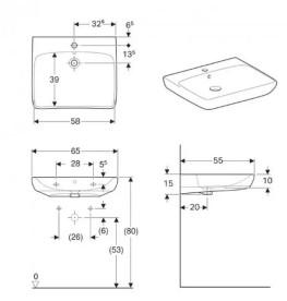 Раковина для ванной Geberit Selnova Comfort 65х55 см сантехнический фарфор белый 501.463.00.7