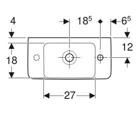 Раковина для ванной Geberit Selnova Compact 50х25 см отверстие справа сантехнический фарфор белый 501.507.00.7