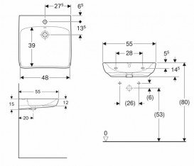 Раковина для ванной Geberit Selnova Comfort 55x55 см фарфор белый 500.302.01.1