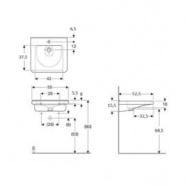 Раковина для ванної Geberit Selnova Comfort Square 55x52,5 см фарфор білий 500.786.00.1
