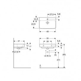 Раковина для ванной Geberit Selnova Compact 55x37 см фарфор белый 501.509.00.1