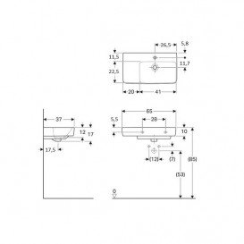 Раковина для ванной Geberit Selnova Compact 65x37 см полка слева фарфор белый 501.549.00.1