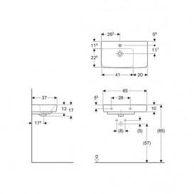 Раковина для ванной Geberit Selnova Compact 65x37 см полка справа фарфор белый 501.551.00.1